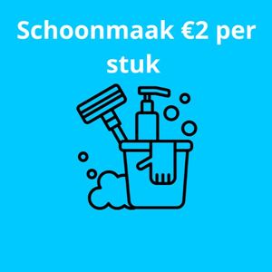 Schoonmaak €2 euro per krat geef zelf de aantallen dus bijvoorbeeld 3 kratten glazen is dan 3x schoonmaak selecteren. 