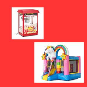 Combi Deal Popcorn en Springkussen Unicorn